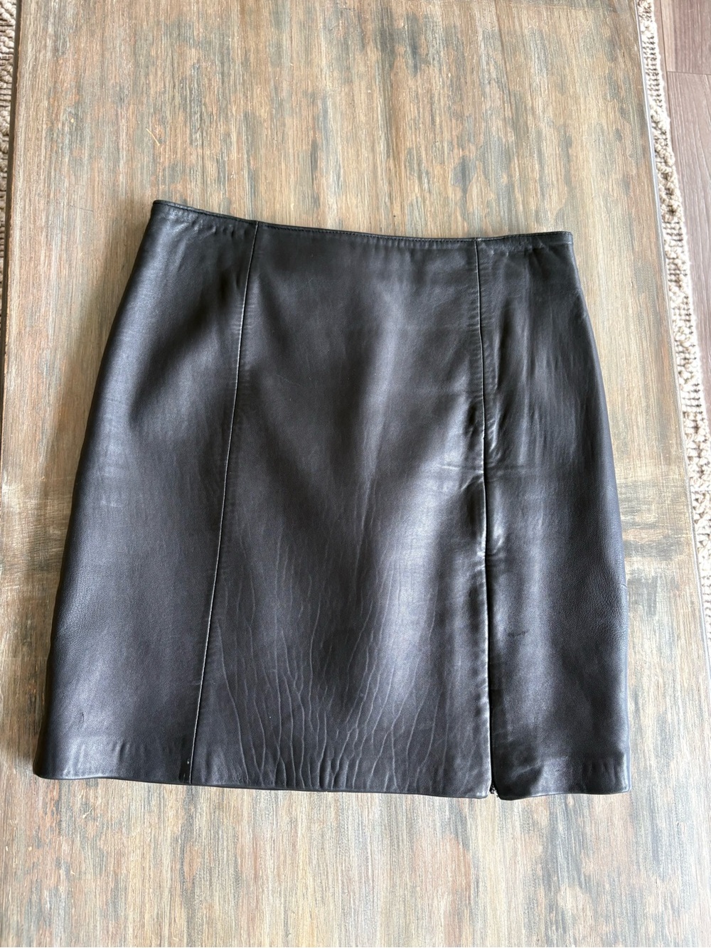 100% Leather Black Mini Skirt